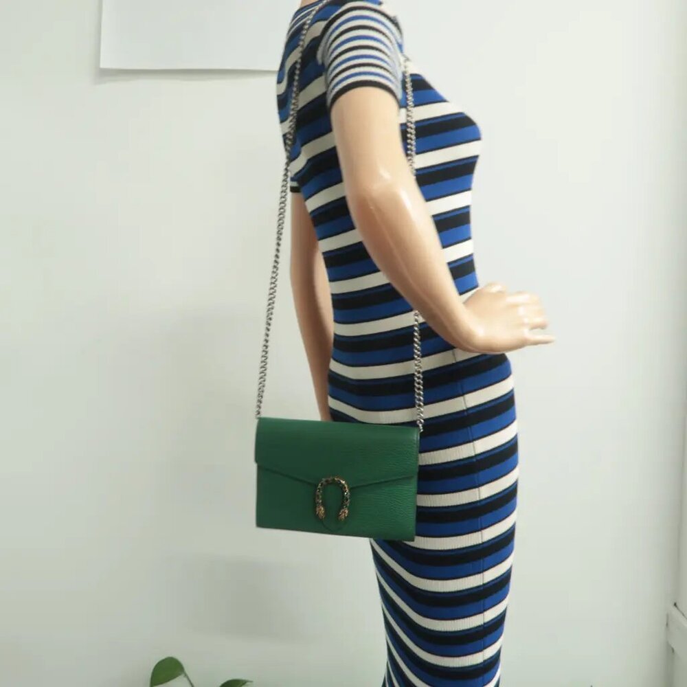 100% Authentic GUCCI Dionysus Green Leather Shoulder Bag - Picture 12 of 12